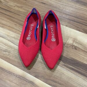 Rothy’s The Point Bright Red Pointed Toe Flats  Size W6